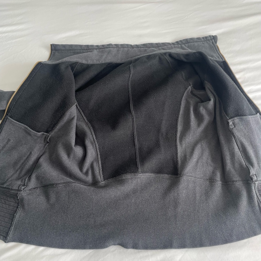 Lululemon "Radiant" Heathered Black Gold Accents Thick Funnel Neck Zip-Up Jacket - Picture 12 of 17